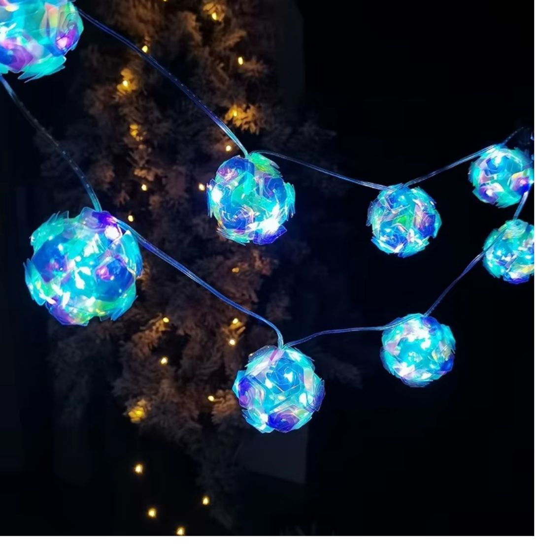 Ghirlanda decorativa, model trandafir cu led, 4 culori diferite, 5.5M, 15 led