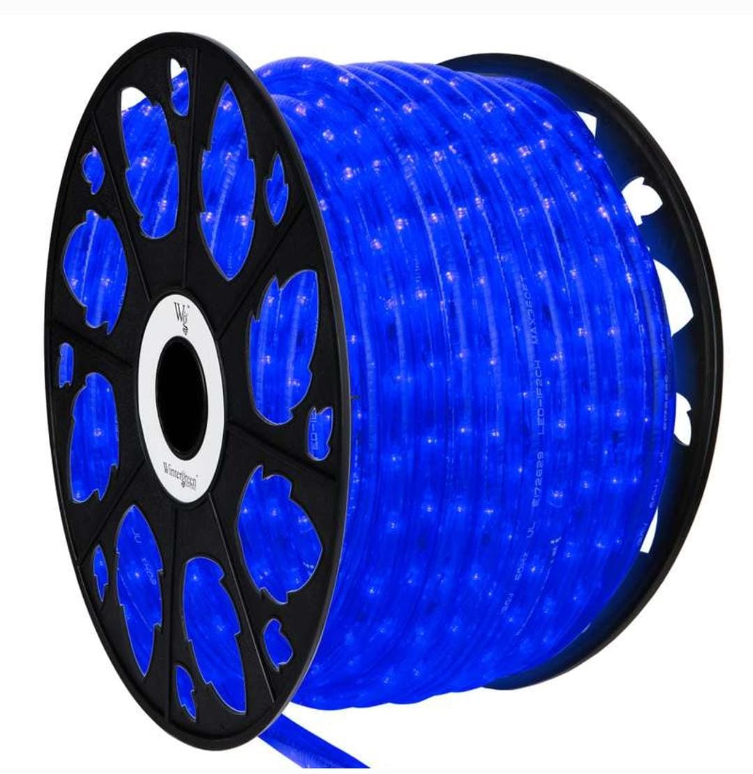 Furtun luminos pe rola, led ,80m,albastru