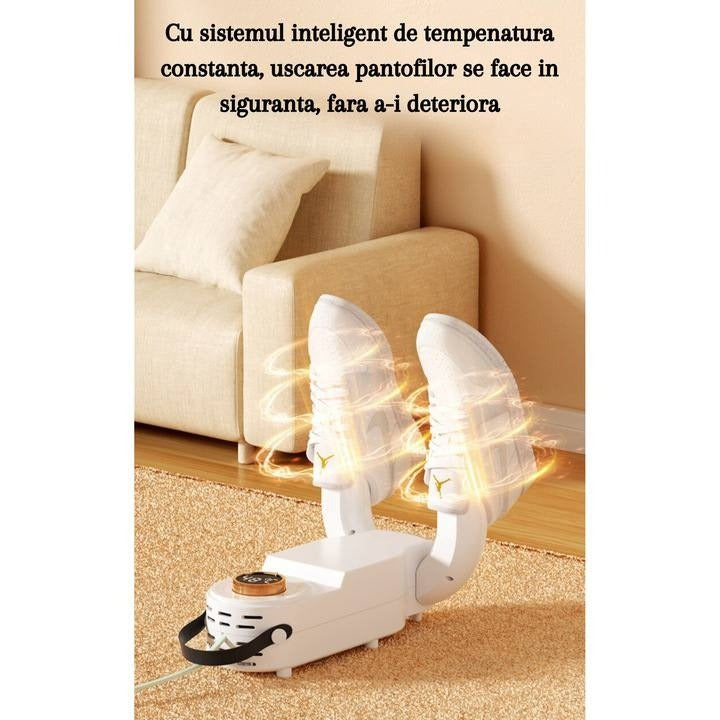 Uscator incaltaminte antibacterian, Electric si Inteligent, Sterilizant, Dezodorizant, Dezumidificator, Timer, Multifunctional si Portabil, Alb
