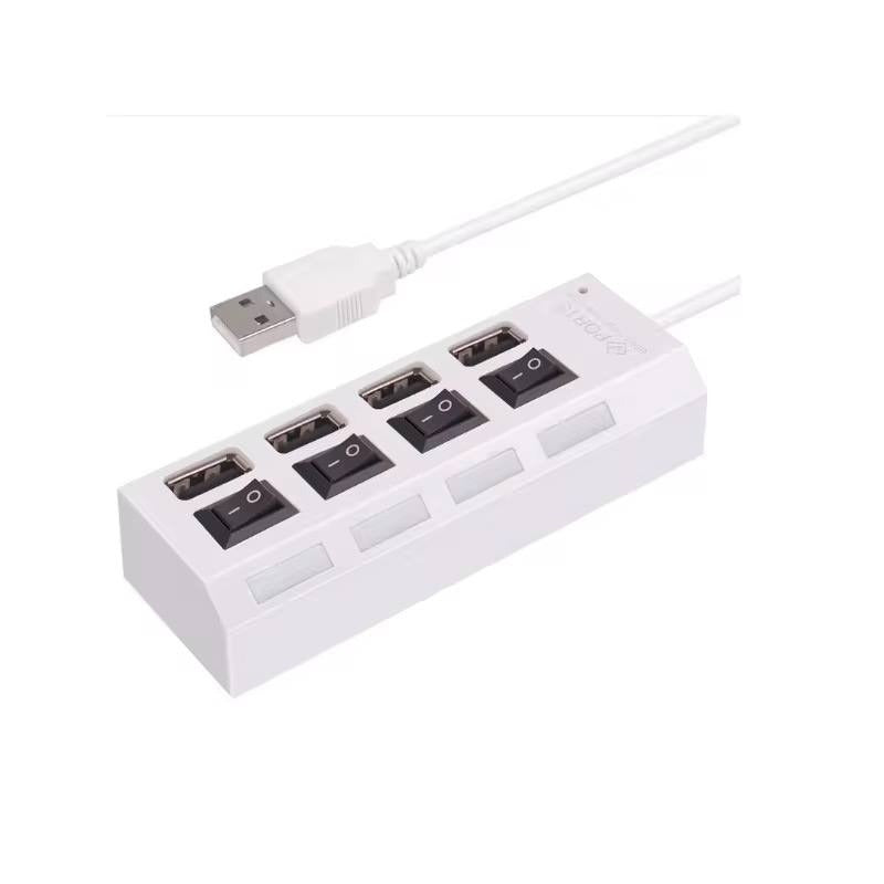 Hub USB 2.0 Smartix, 4 porturi, Indicator LED, 480 Mbps, 10.5 x 3 x 2 cm, Alb