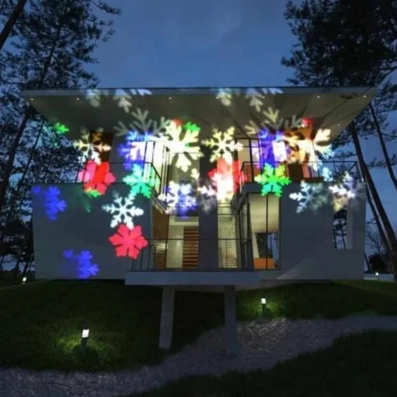 Proiector dublu LED, fulgi de nea colorati, 5W