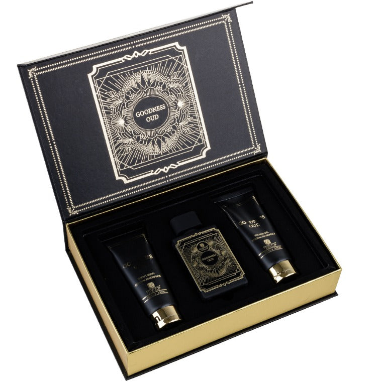 Set Cadou Goodness Oud Apa de Parfum 100ml + Gel De Dus 100ml + Lotiune de corp 100ml, Riiffs