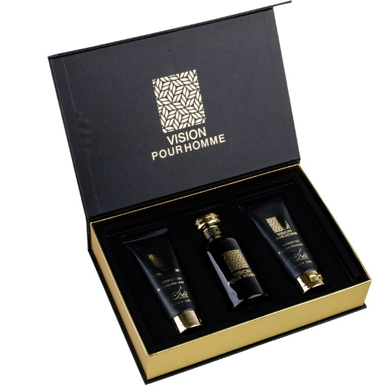 Set Cadou Masculin Leather Apa de Parfum 100ml + Gel De Dus 100ml + Lotiune de corp 100ml, Riiffs