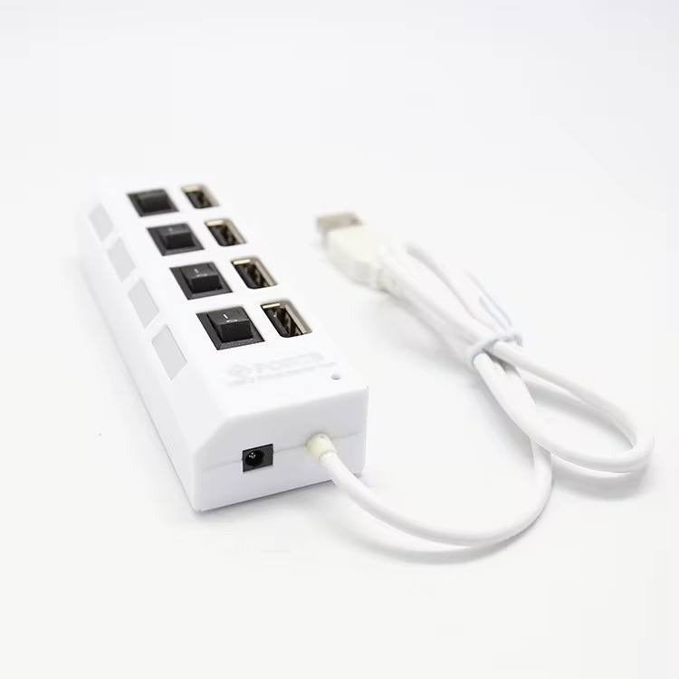 Hub USB 2.0 Smartix, 4 porturi, Indicator LED, 480 Mbps, 10.5 x 3 x 2 cm, Alb