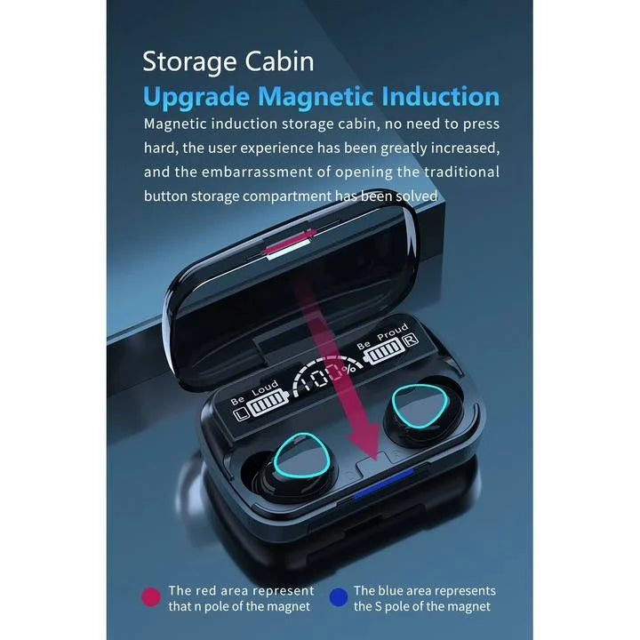 Casti Wireless Smartix M10, Bluetooth V5.1, Touch, Display Digital, 2000mAh, Negru