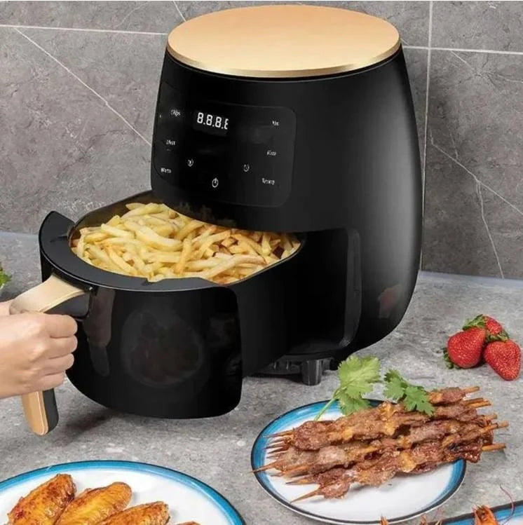 Friteuza cu aer cald fara ulei, Air Fryer 8 functii, Capacitate 6L, Display digital, 2400W