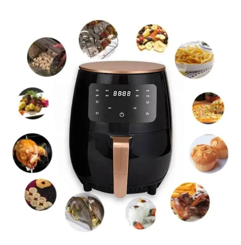 Friteuza cu aer cald fara ulei, Air Fryer 8 functii, Capacitate 6L, Display digital, 2400W