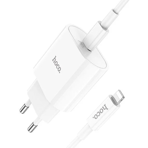 Incarcator HOCO + Cablu Lightning, PD20W, 1xUSB-C, Programmable Power Supply, Alb