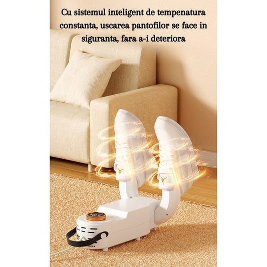 Uscator incaltaminte antibacterian, Electric si Inteligent, Sterilizant, Dezodorizant, Dezumidificator, Timer, Multifunctional si Portabil, Alb