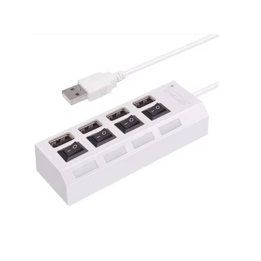Hub USB 2.0 Smartix, 4 porturi, Indicator LED, 480 Mbps, 10.5 x 3 x 2 cm, Alb