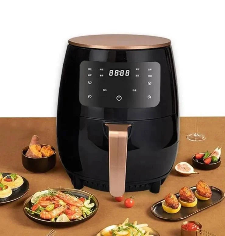 Friteuza cu aer cald fara ulei, Air Fryer 8 functii, Capacitate 6L, Display digital, 2400W